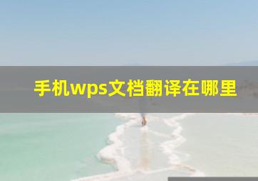 手机wps文档翻译在哪里