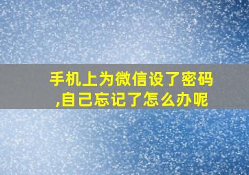 手机上为微信设了密码,自己忘记了怎么办呢