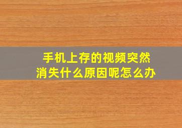 手机上存的视频突然消失什么原因呢怎么办