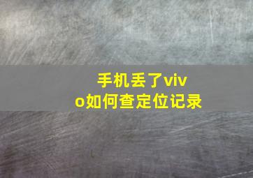 手机丢了vivo如何查定位记录