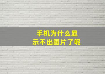 手机为什么显示不出图片了呢