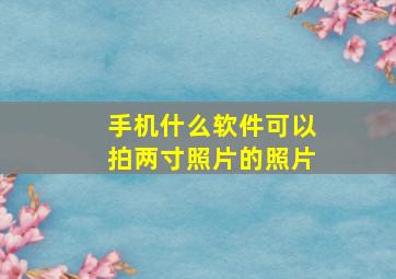 手机什么软件可以拍两寸照片的照片