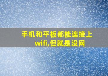 手机和平板都能连接上wifi,但就是没网