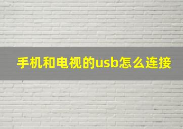 手机和电视的usb怎么连接