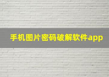 手机图片密码破解软件app