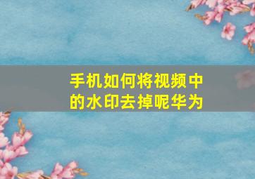 手机如何将视频中的水印去掉呢华为