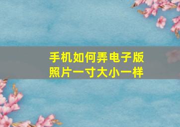 手机如何弄电子版照片一寸大小一样