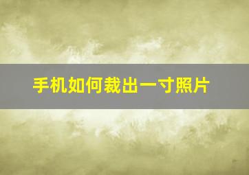 手机如何裁出一寸照片