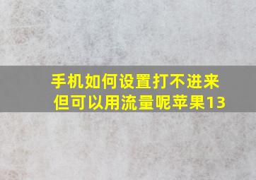 手机如何设置打不进来但可以用流量呢苹果13