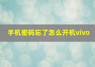 手机密码忘了怎么开机vivo