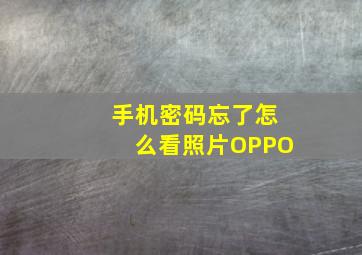 手机密码忘了怎么看照片OPPO