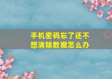 手机密码忘了还不想清除数据怎么办