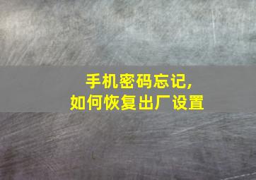 手机密码忘记,如何恢复出厂设置