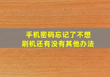 手机密码忘记了不想刷机还有没有其他办法