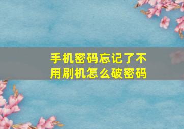 手机密码忘记了不用刷机怎么破密码