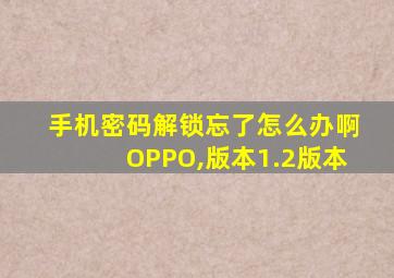 手机密码解锁忘了怎么办啊OPPO,版本1.2版本