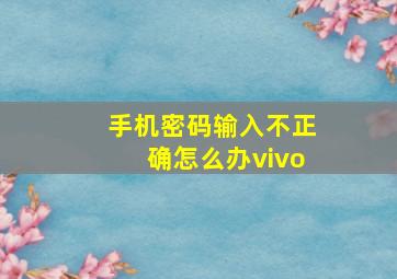 手机密码输入不正确怎么办vivo