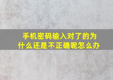 手机密码输入对了的为什么还是不正确呢怎么办