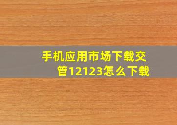 手机应用市场下载交管12123怎么下载