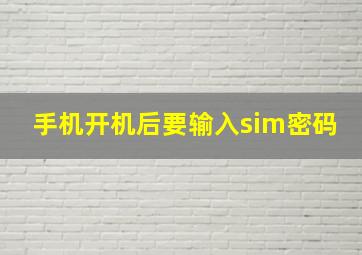 手机开机后要输入sim密码