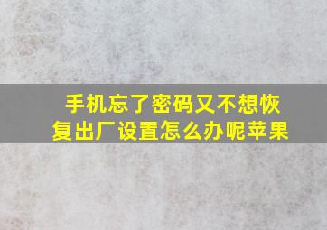 手机忘了密码又不想恢复出厂设置怎么办呢苹果