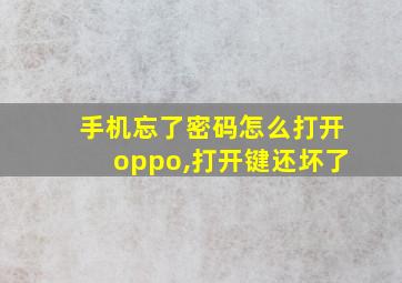 手机忘了密码怎么打开oppo,打开键还坏了