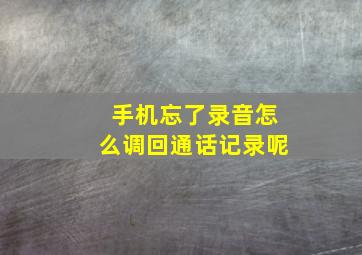 手机忘了录音怎么调回通话记录呢