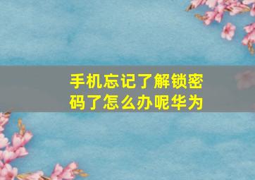 手机忘记了解锁密码了怎么办呢华为