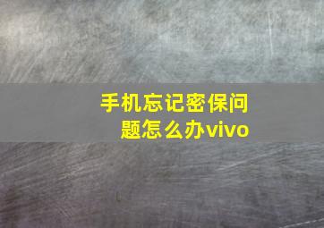 手机忘记密保问题怎么办vivo