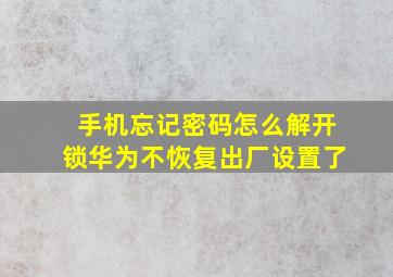 手机忘记密码怎么解开锁华为不恢复出厂设置了