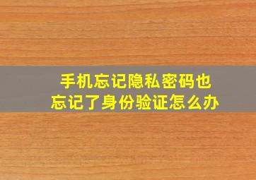 手机忘记隐私密码也忘记了身份验证怎么办