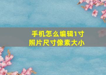 手机怎么编辑1寸照片尺寸像素大小