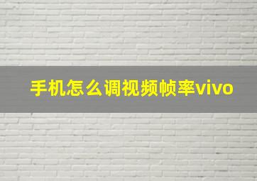 手机怎么调视频帧率vivo