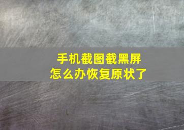 手机截图截黑屏怎么办恢复原状了