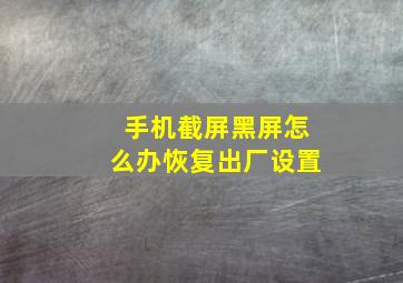 手机截屏黑屏怎么办恢复出厂设置