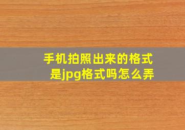 手机拍照出来的格式是jpg格式吗怎么弄