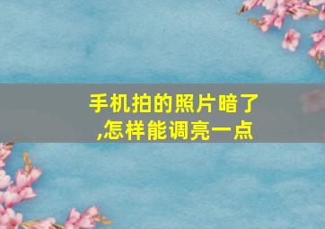 手机拍的照片暗了,怎样能调亮一点