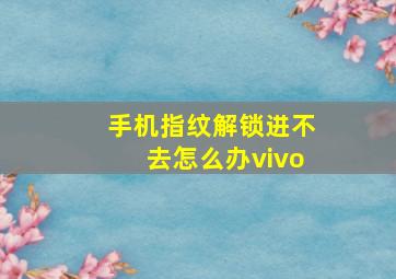 手机指纹解锁进不去怎么办vivo