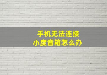 手机无法连接小度音箱怎么办