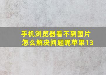 手机浏览器看不到图片怎么解决问题呢苹果13