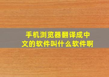 手机浏览器翻译成中文的软件叫什么软件啊