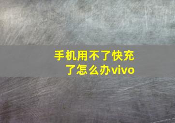 手机用不了快充了怎么办vivo