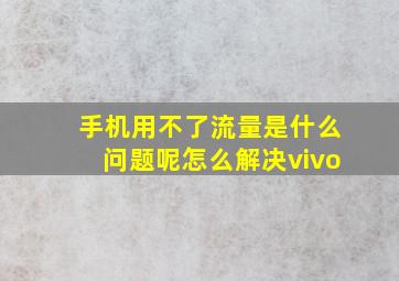 手机用不了流量是什么问题呢怎么解决vivo