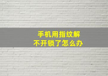 手机用指纹解不开锁了怎么办