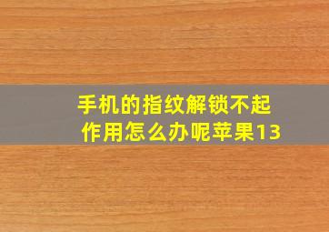 手机的指纹解锁不起作用怎么办呢苹果13