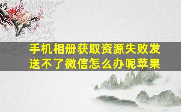 手机相册获取资源失败发送不了微信怎么办呢苹果