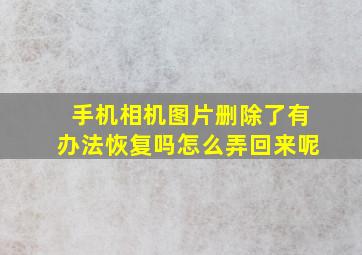 手机相机图片删除了有办法恢复吗怎么弄回来呢