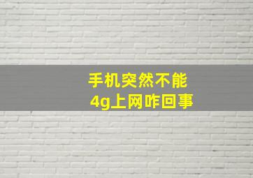 手机突然不能4g上网咋回事