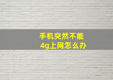 手机突然不能4g上网怎么办