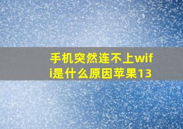 手机突然连不上wifi是什么原因苹果13